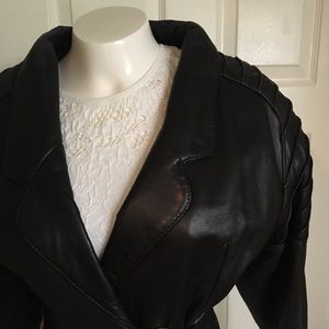 Vintage Black Leather Bomber Jacket
